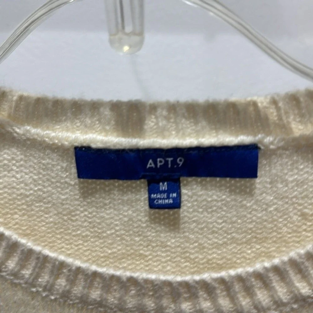 Apt.‎ 9 Women's Cream Textured Dot Knit Long Sleeve Crew Neck Sweater